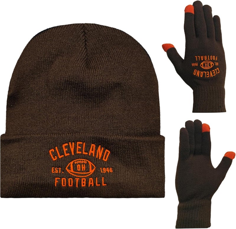 mtstaowe Vintage Classic Skull Cap Embroidery Beanie Fasion Hat Cuffed Winter Hat Knit Comes with Warm Gloves Gifts for Men Women Fans - Image 1